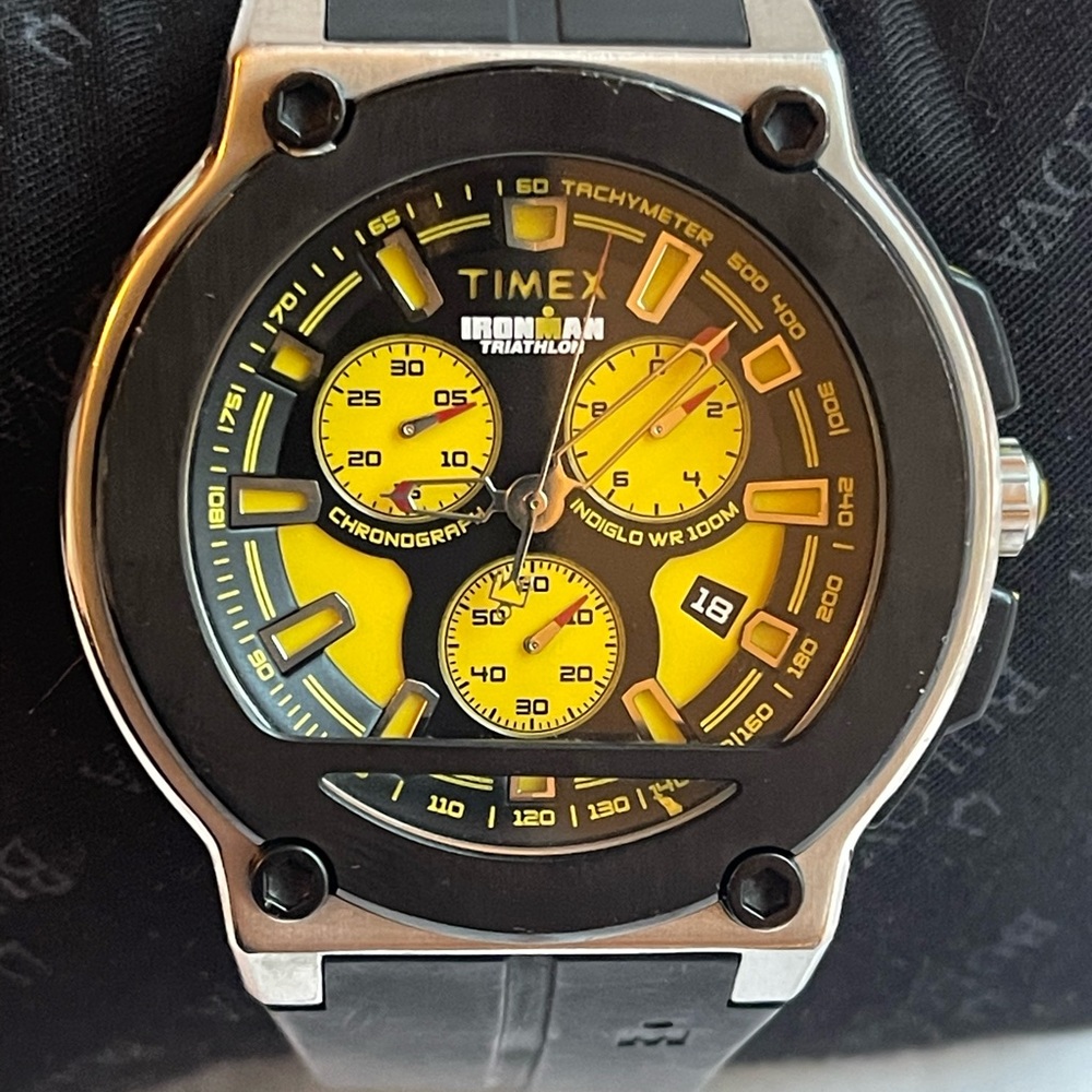 Timex Ironman watch with yellow face